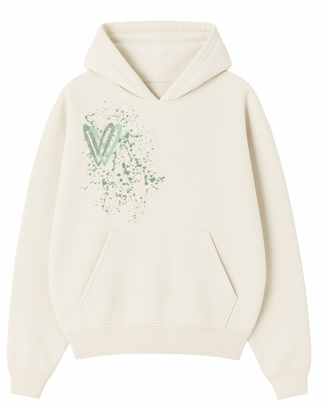 Sage Green Paisley Heart Printed  Hoodie Kids