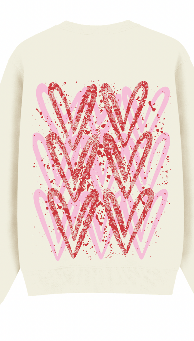 Pink/Red Paisley Heart Printed Sweatshirt – additional view