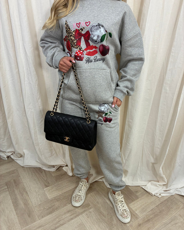 Leopard Star, Cherry, Lips Kids Hooded Tracksuit