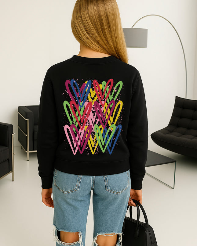 Colourful Heart Printed Sweatshirt