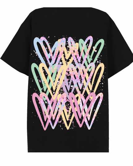 Pastel Leopard Print Heart Printed T-shirt Adult