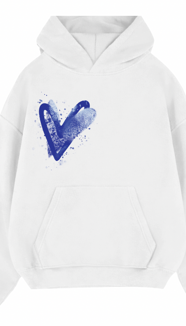Royal Blue Scatter Heart Printed Hoodie – image 4