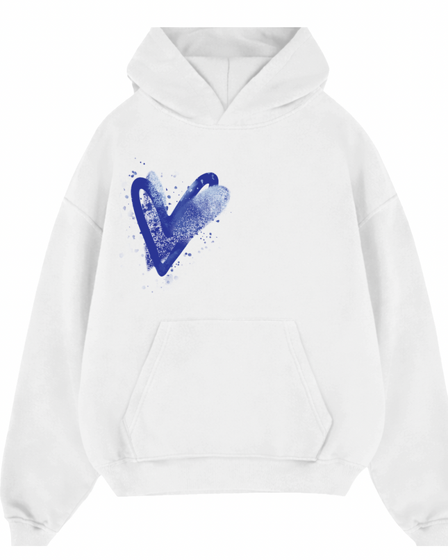 Royal Blue Scatter Heart Printed  Hoodie Kids