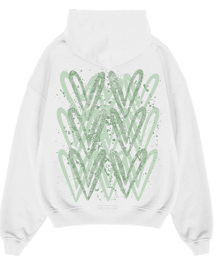 Sage Green Paisley Heart Printed Hoodie Adults