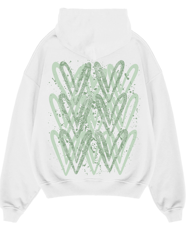Sage Green Paisley Heart Printed Hoodie Adults