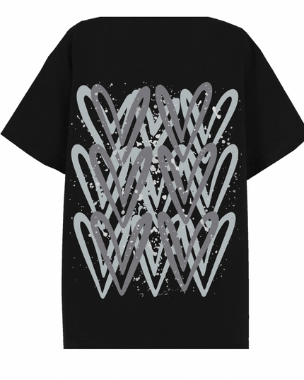 Grey Heart Printed T-shirt Adult