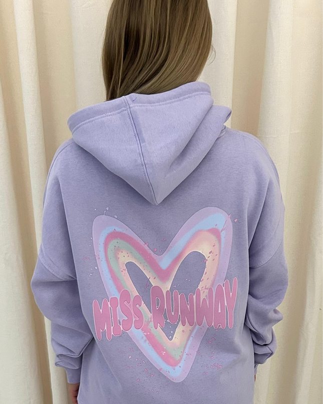 Miss Runway Pastel Heart Printed Hoodie Adults