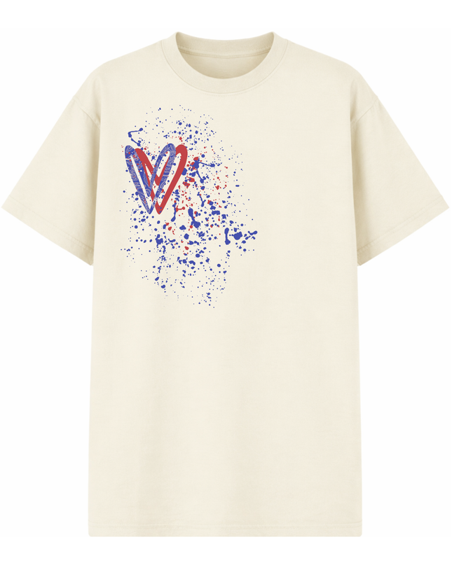 Red/Royal Blue Paisley Heart Printed T-shirt Adult