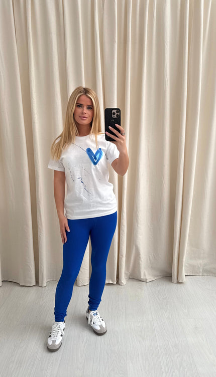 Royal Blue Heart T Shirt Legging Set