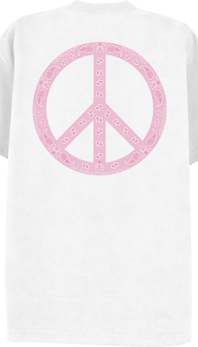 Paisley Peace T Shirt Baby Pink – adult printed t-shirt by Miss Runway