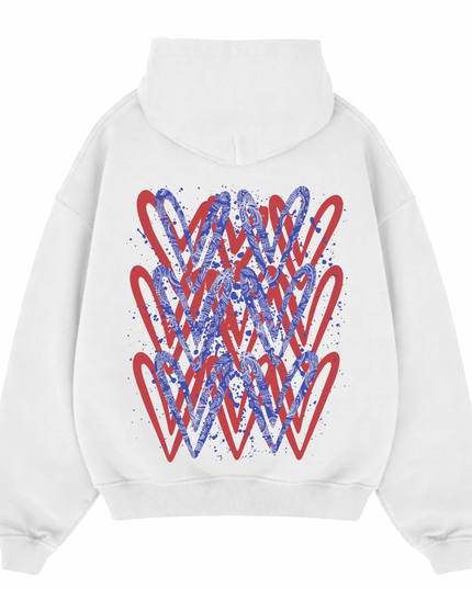 Red/Royal Paisley Heart Printed  Hoodie Kids