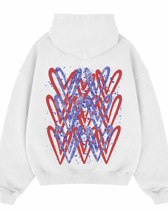 Red/Royal Paisley Heart Printed  Hoodie Kids