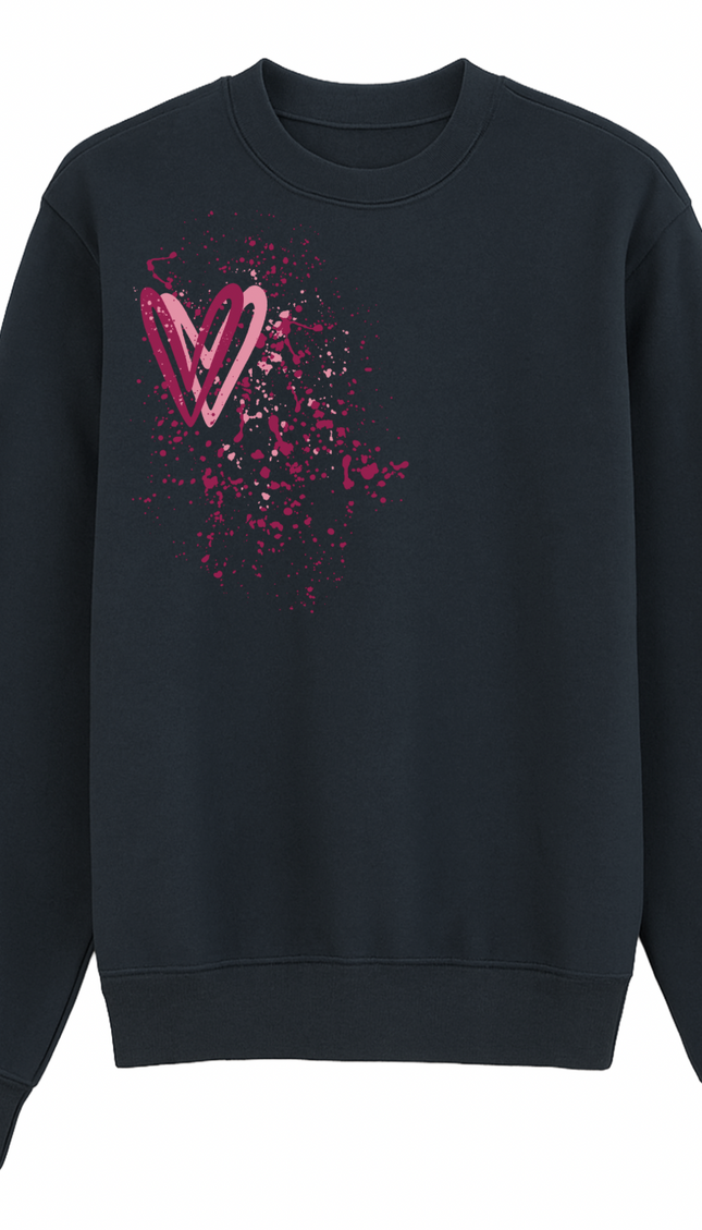 Dark Multicoloured Heart Printed Sweatshirt – image 10