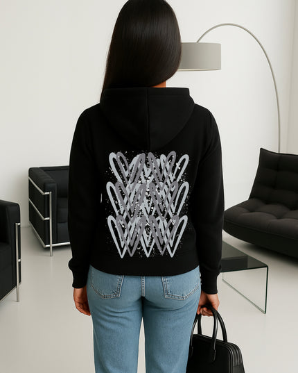 Grey Heart Printed Hoodie
