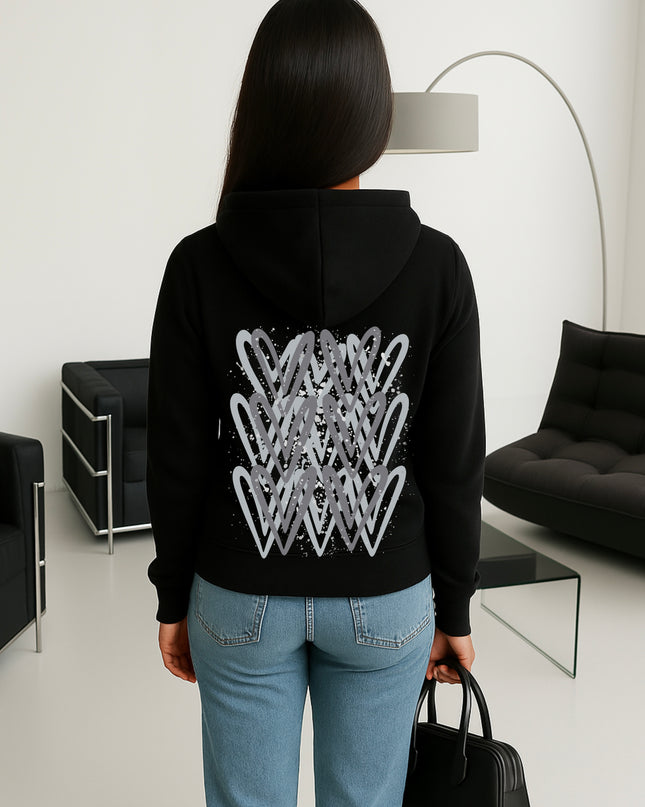 Grey Heart Printed Hoodie