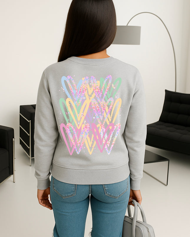 Pastel Leopard Heart Printed Sweatshirt
