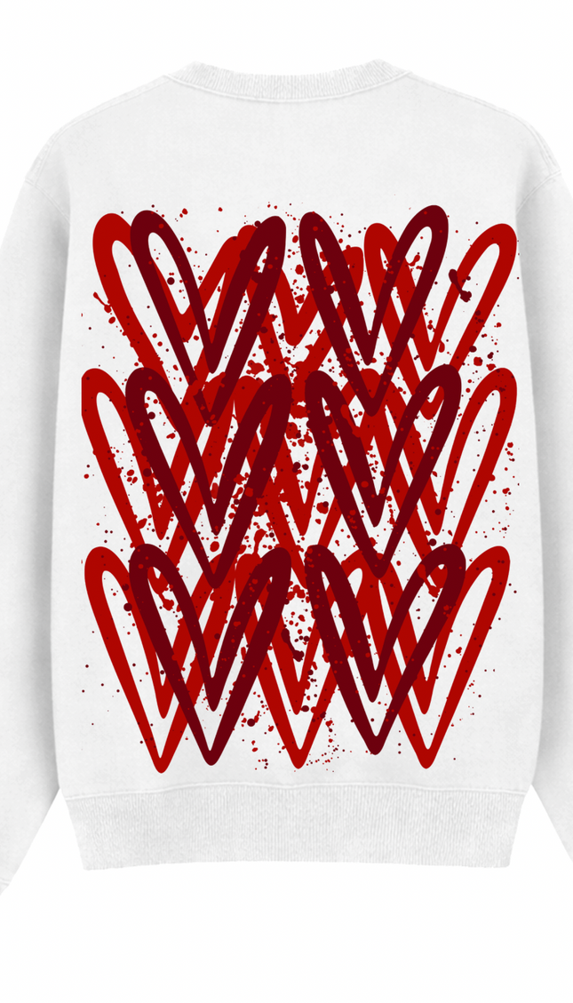 Red graffiti heart sweatshirt with spray paint effect print – women's sweatshirt by Miss Runway