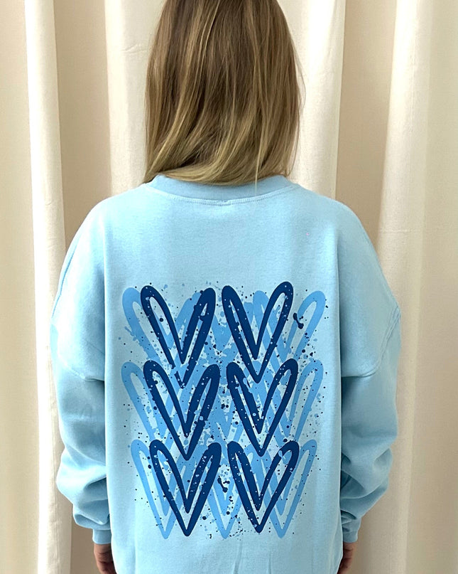 Royal Blue Heart Printed Sweatshirt Adults