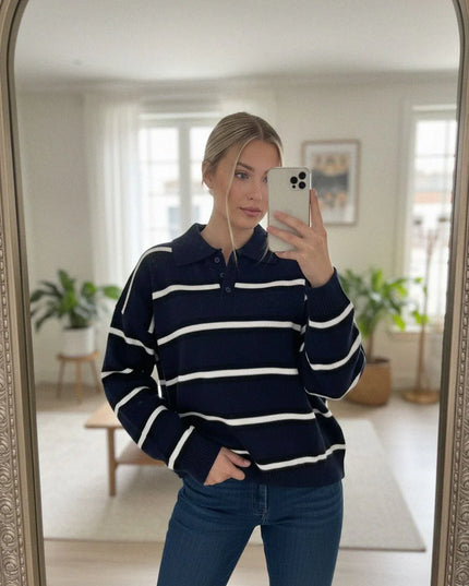 Knitted Rugby Top Navy