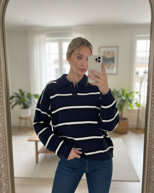 Knitted Rugby Top Navy