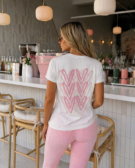 Pink Heart Printed T shirt & Leggings Adults