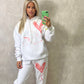 Coral Heart Sprayed White Hooded Tracksuit