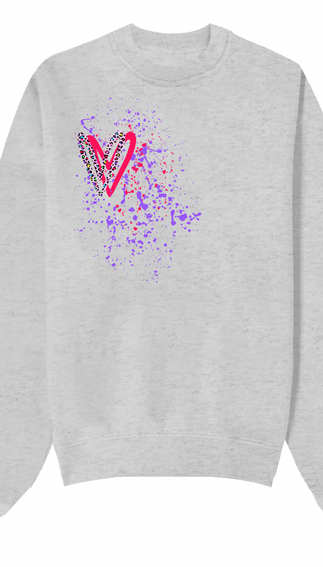 Multicoloured Leopard Print Heart Printed Sweatshirt – image 8