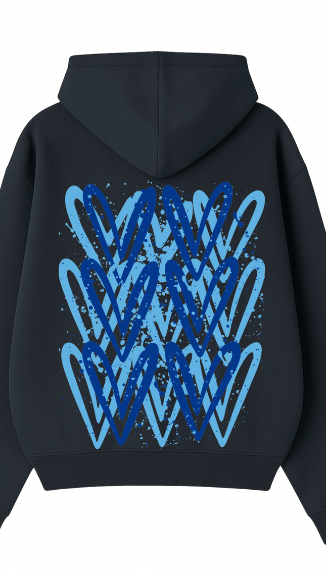 Royal Blue Heart Printed Hoodie – image 9