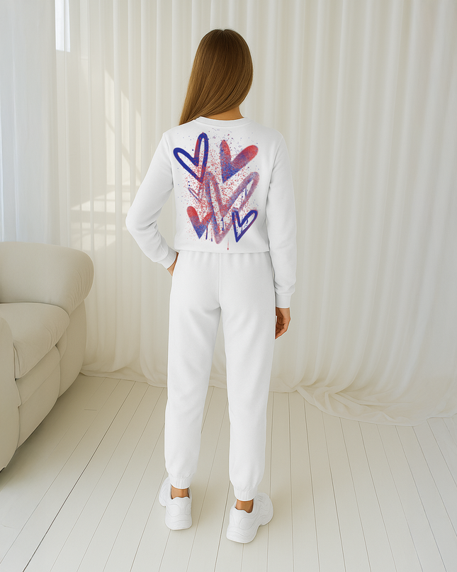 Blue/Red Scatter Hearts Printed Sweatshirt Tracksuit Kids