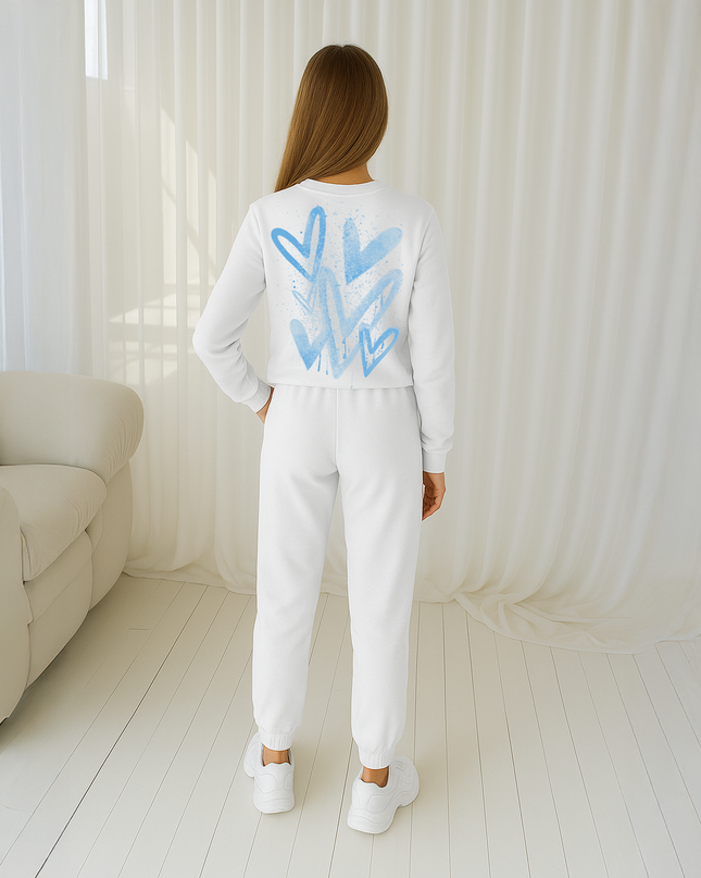 Blue Scatter Hearts Printed Sweatshirt Tracksuit Kids