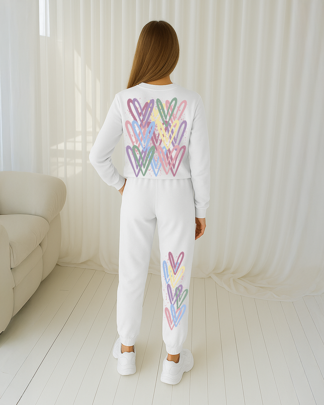 Dark Pastel Hearts Printed Sweatshirt Tracksuit Kids