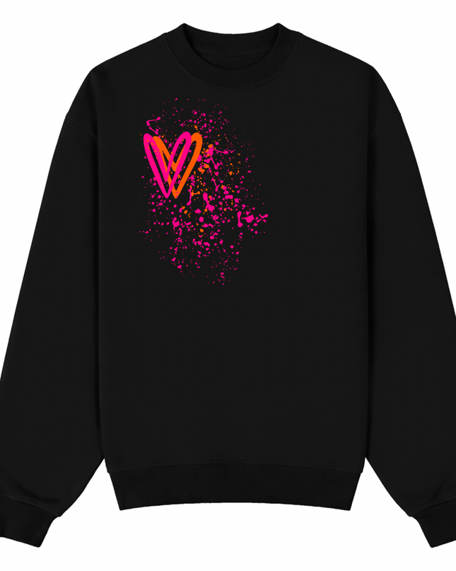 Neon Heart Printed Sweatshirt Kids