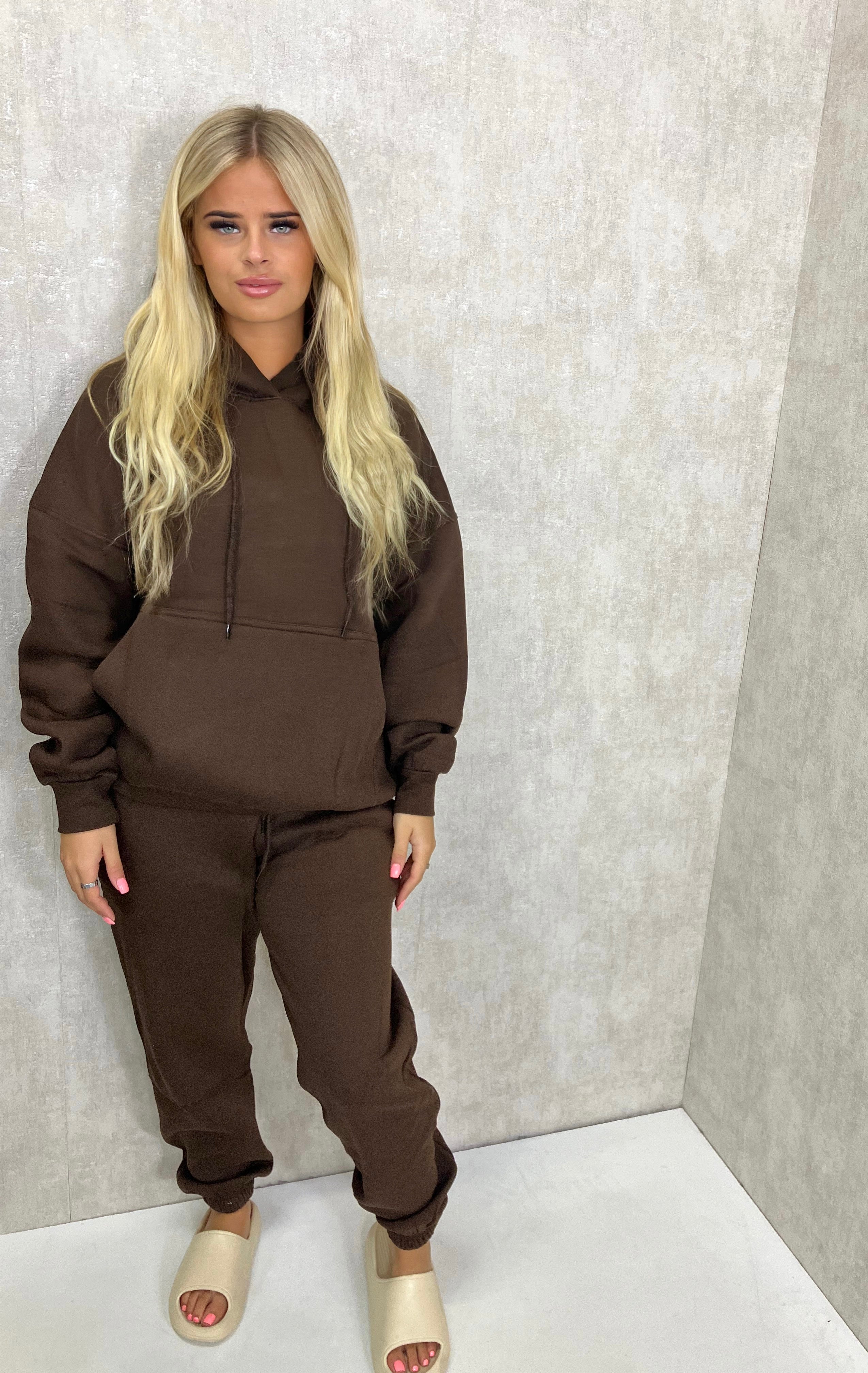 Oversized Hooded Tracksuit Chocolate Brown – Miss Runway