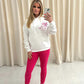 Hot Pink Candy Cane Graffiti Hoodie And Legging Set Pink