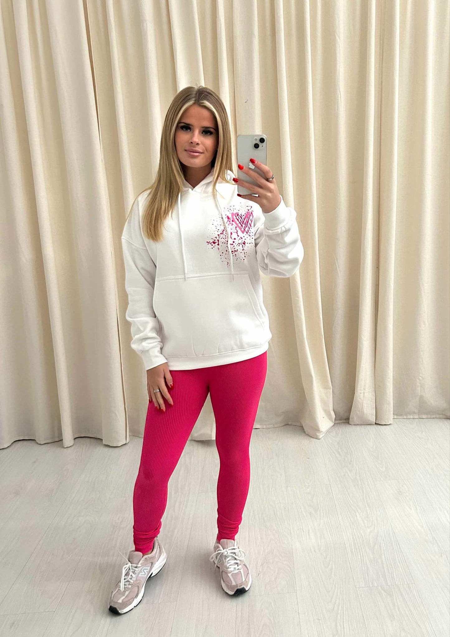 Hot Pink Candy Cane Graffiti Hoodie And Legging Set Pink