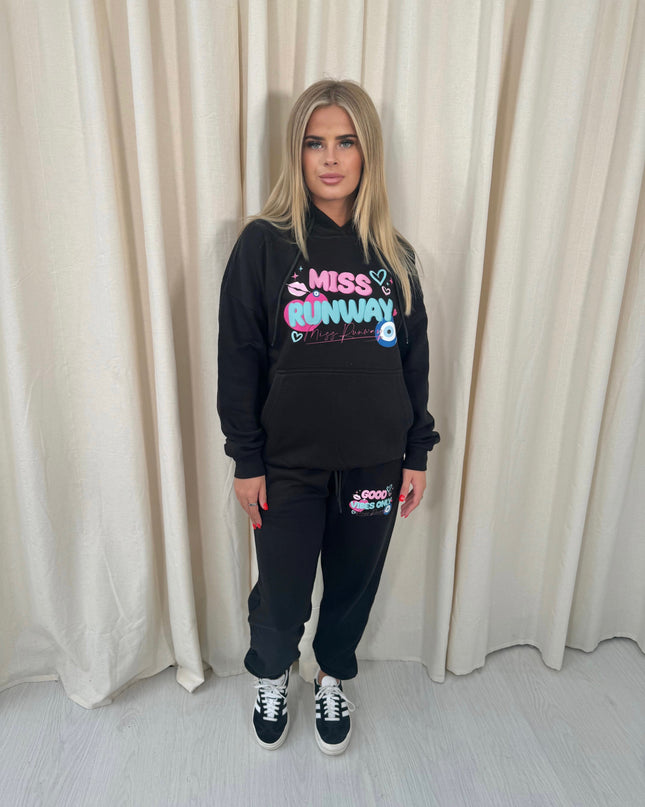 Miss Runway Hooded Tracksuit Black