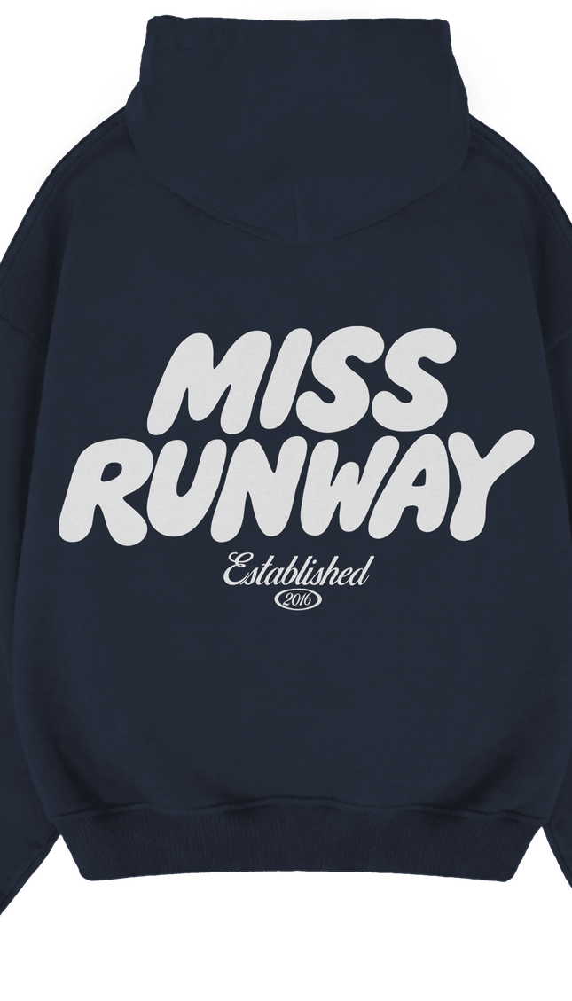 Miss Runway Established Hoodie Navy/White – adult printed hoodie by Miss Runway