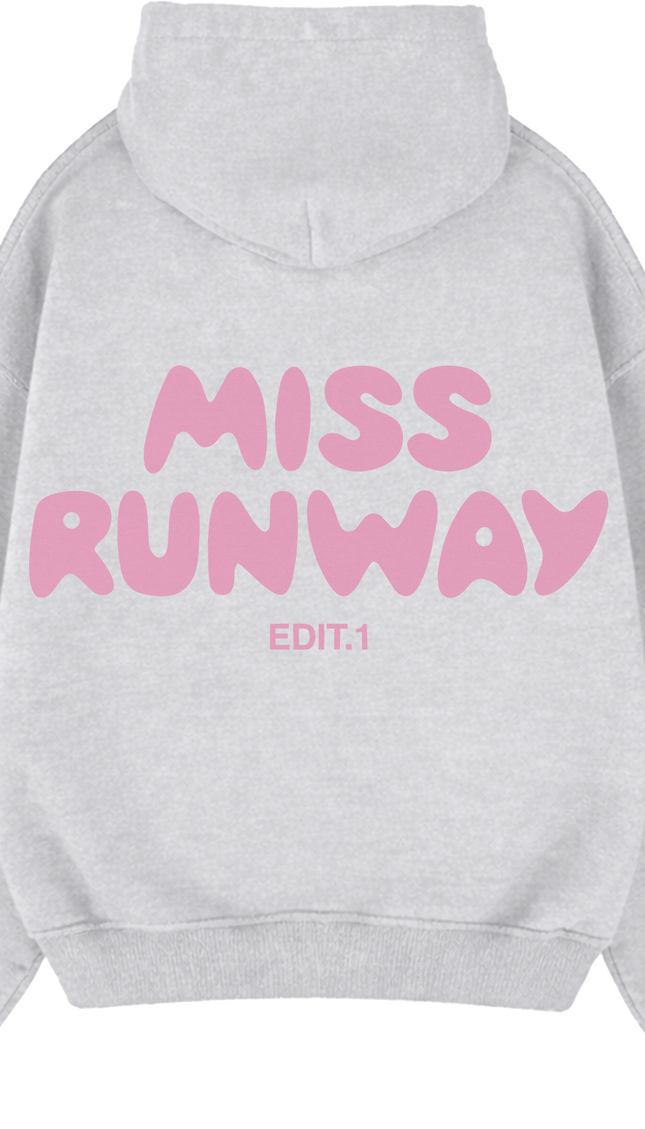 Miss Runway Edit 1 Hoodie Grey/Pink – adult printed hoodie by Miss Runway