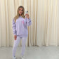 Miss Runway Pastel Heart Graffiti Sweatshirt Legging Set Lilac