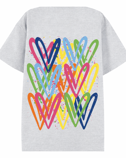 Multicoloured Heart Printed T-shirt Adult