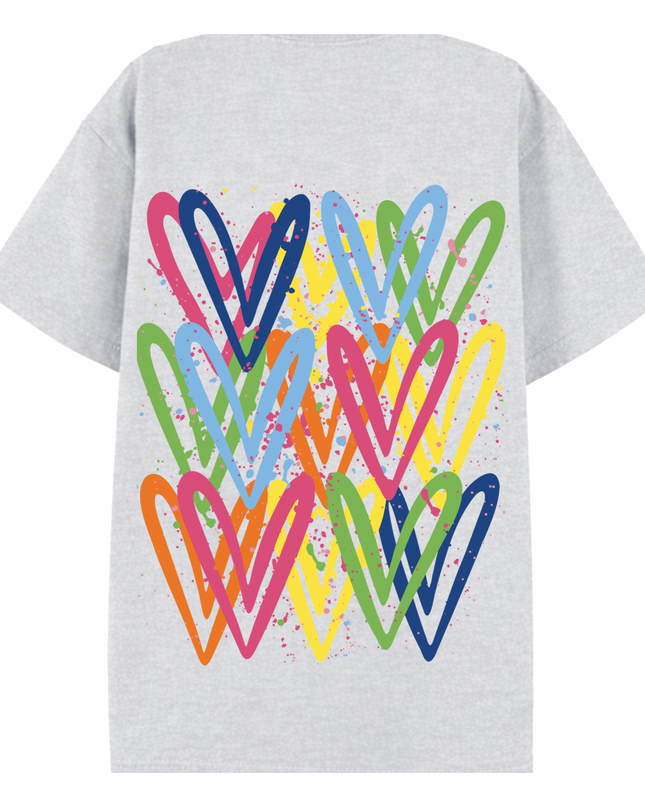 Multicoloured Heart Printed T-shirt Adult