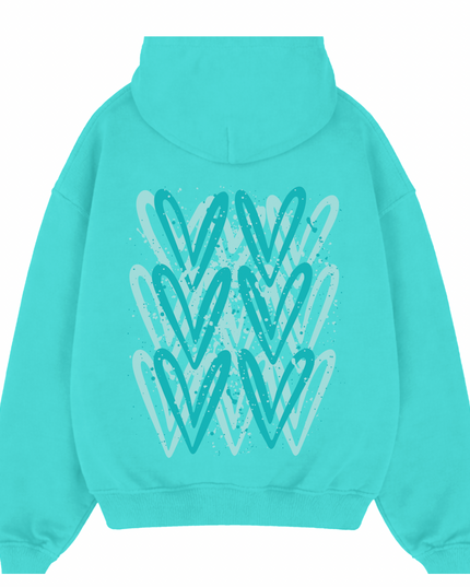 Mint Heart Printed Hoodie Adults