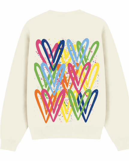 Multicoloured Heart Printed Sweatshirt Adults