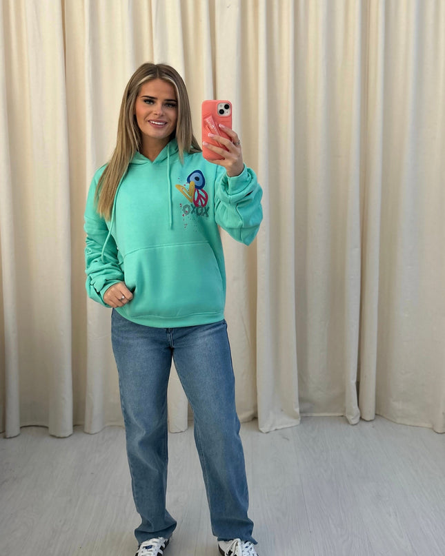 XOXO Printed Ruched Hoodie