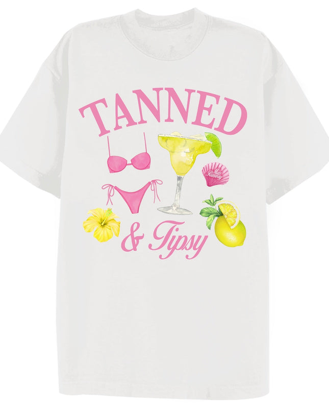 Tanned & Tipsy Printed T-shirt Adult