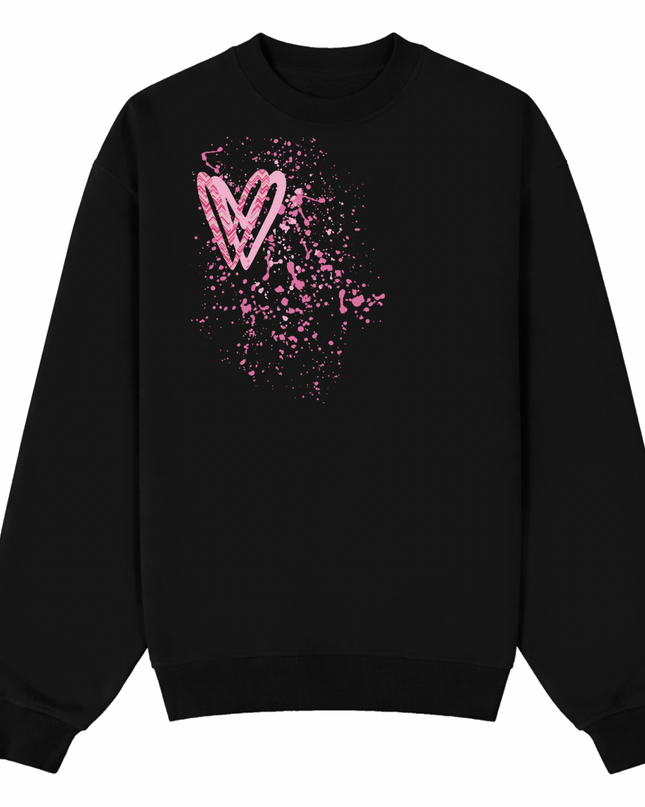 Hot Pink Zig Zag Heart Printed Sweatshirt Kids