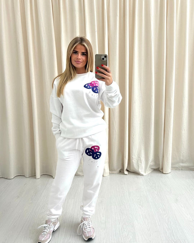 Peace & Love Graffiti Sweatshirt Tracksuit White