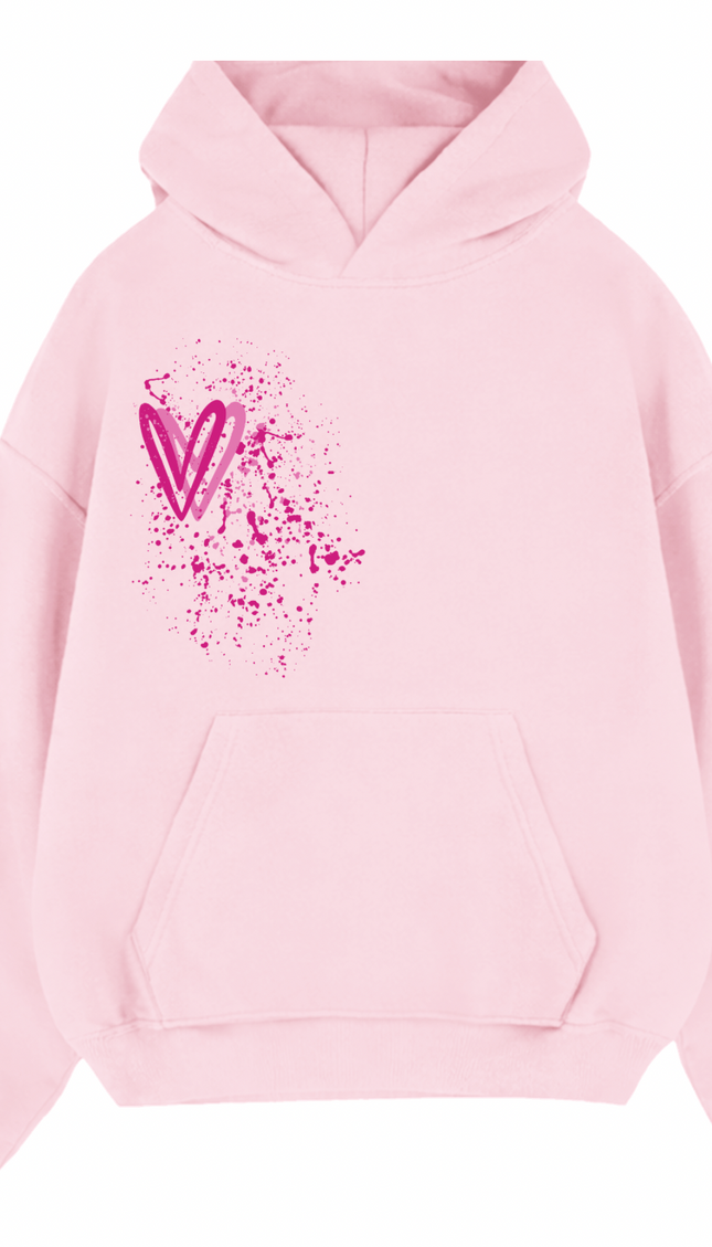 Hot Pink Heart Printed Hoodie by Miss Runway – image 2