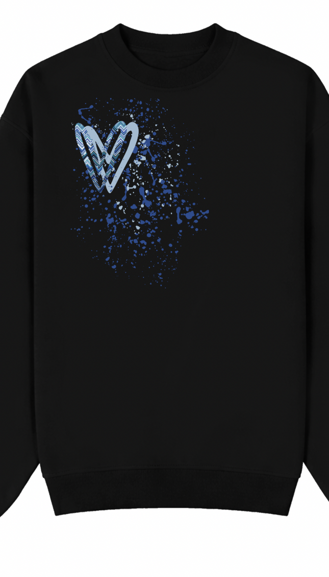 Blue Zig Zag Heart Printed Sweatshirt – image 8