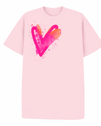 Neon Scatter Heart Printed T-shirt Kids